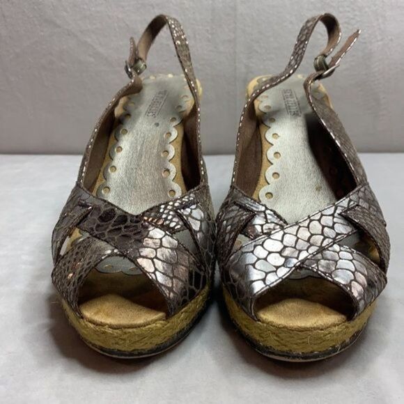 Seychelles Metallic Snake Skin Espadrille Wedges size 10 - Picture 7 of 10